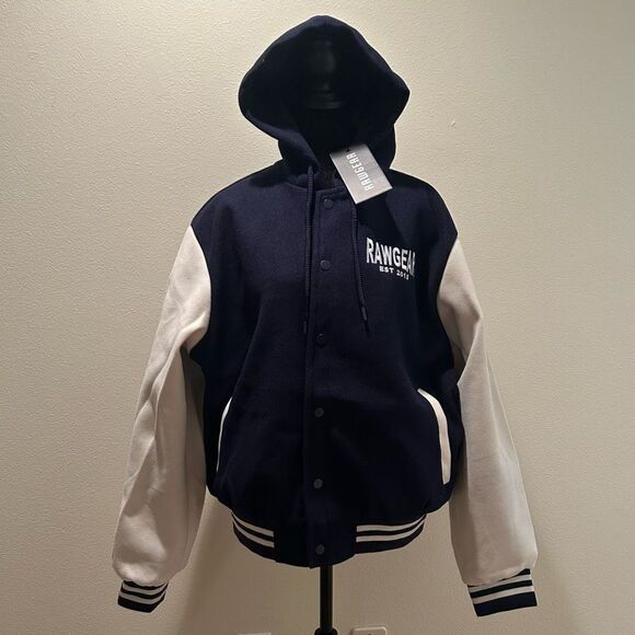 NWT Medium Rawgear Embroidered Letterman Jacket Hoodie - Picture 1 of 16